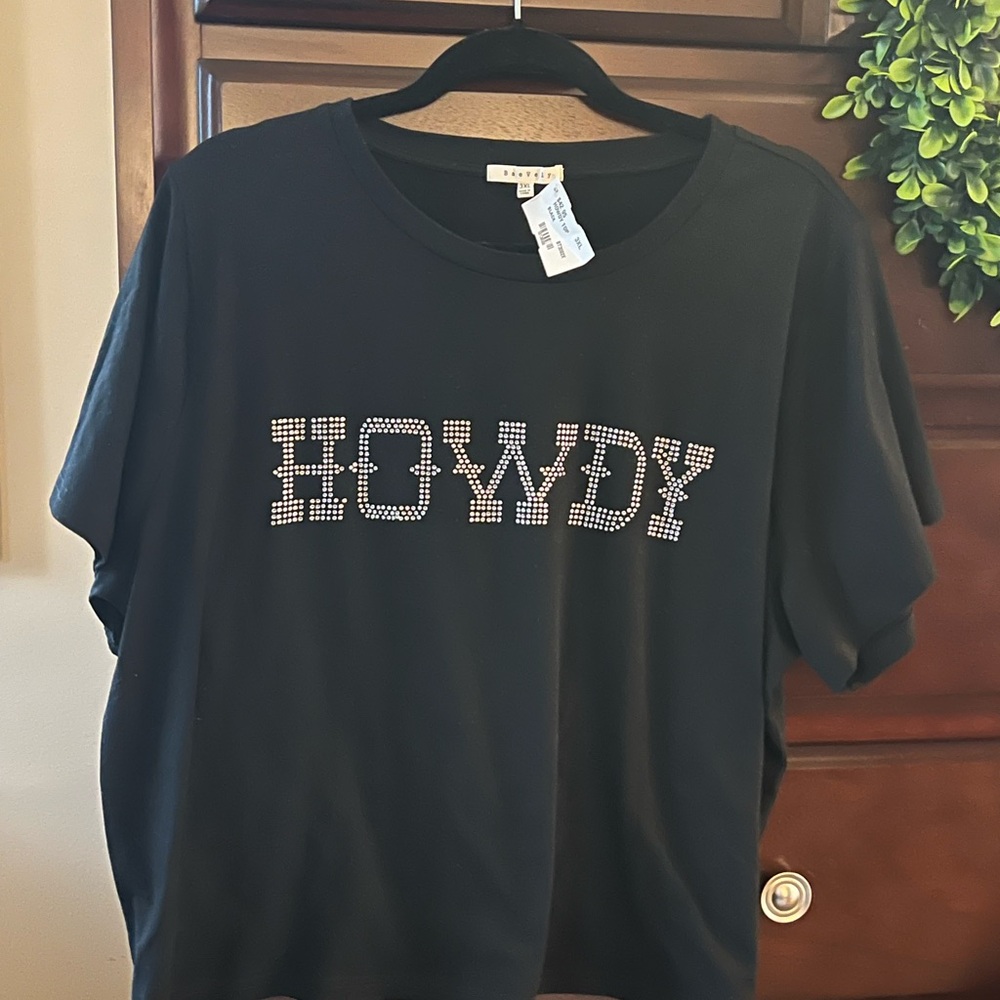 Black 'Howdy' Short Sleeve Tee